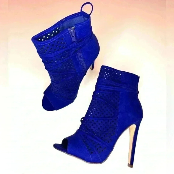 Just Fab Women’s Erica Open Toes Booties heels Blue Size - 6 - Picture 7 of 8